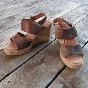 BORN Shoshone Espadrille Bronze Wedge Leather Sandal sz 10 New!